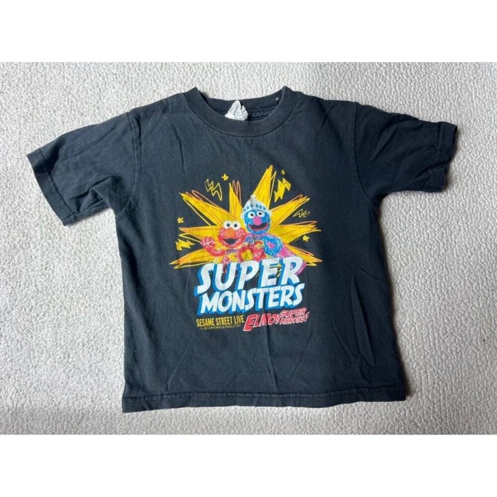 Vintage Magnum Weight Black Elmo & Grover Super Monsters Graphic 4T